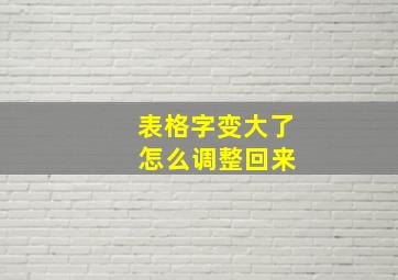 表格字变大了 怎么调整回来